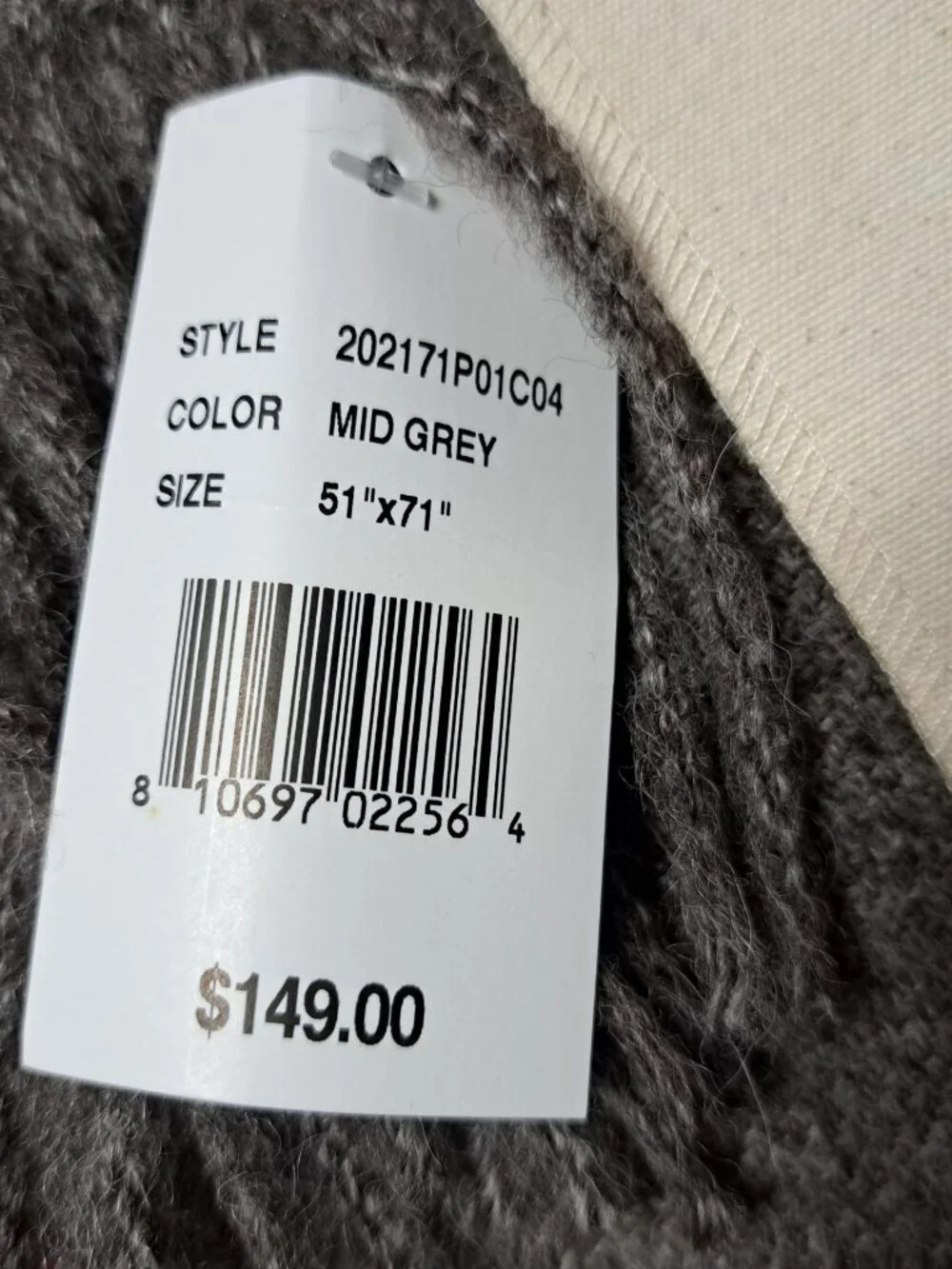 ANDEAN PURE NATURAL ALPACA WOOL THROW GREY NEW IN PKG 51